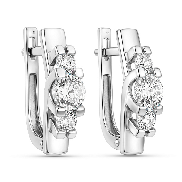 Серьги из белого золота с фианитами (арт. 117400б) – изображение 1