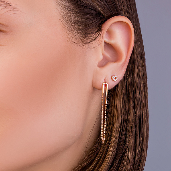 Золоті сережки-пусети Сердечка (арт. 2190233101) – зображення 2