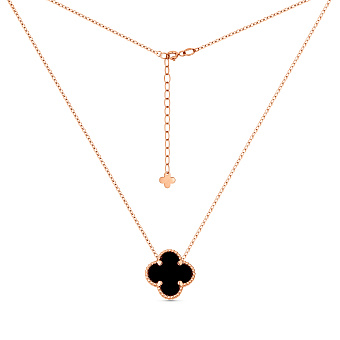 Золоте кольє Конюшина з оніксом (арт. 361496/10о)