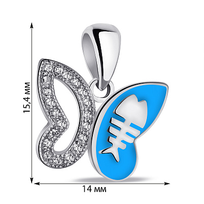 Підвіс зі срібла з емаллю та фіанітами (арт. 7503/4098ег)