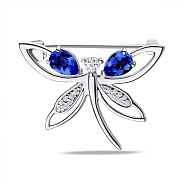 Срібна брошка з сапфіром і фіанітами (арт. 7505/581Спсбп)