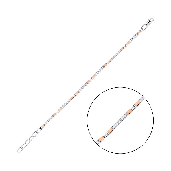 Серебряный браслет с фианитами и золотыми накладками (арт. 7209/213брп) – изображение 1