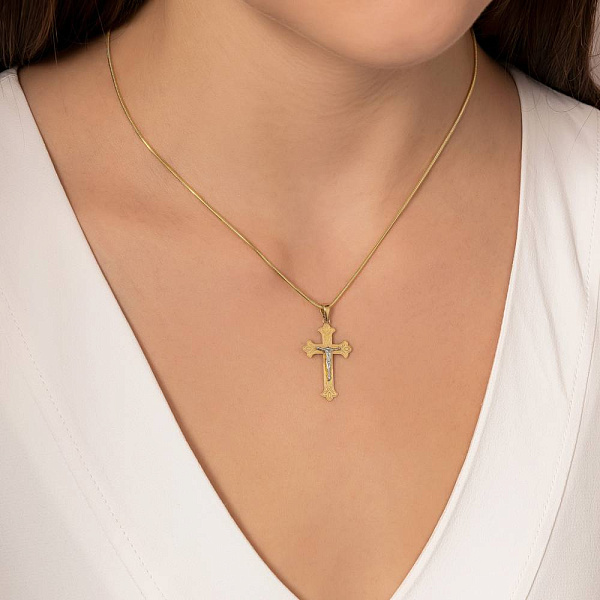 Хрестик з розп'яттям з жовтого золота  (арт. 500434ж) – зображення 2