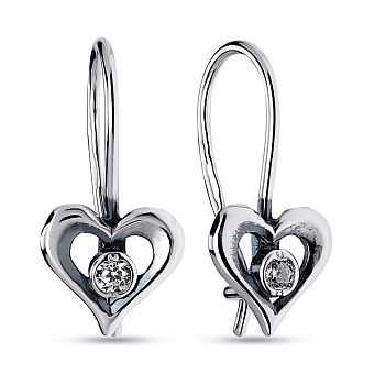 Серебряные серьги «Сердечки» с фианитами (арт. 7902/500008-ч)