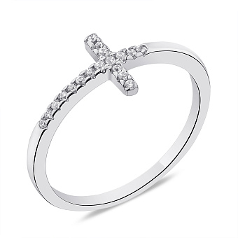 Серебряное кольцо Крестик с фианитами (арт. 7501/4573)