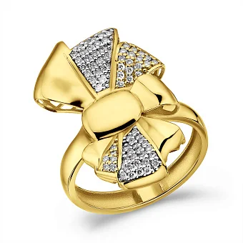 Каблучка з жовтого золота з діамантами (арт. К141361020ж)