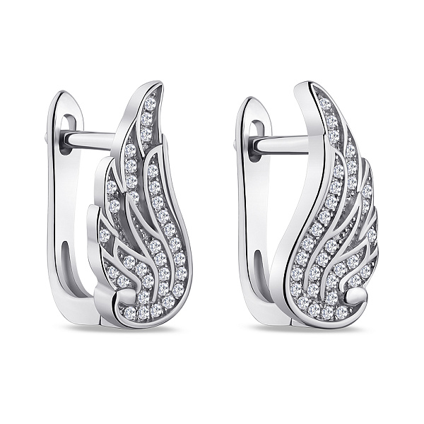 Серебряные серьги "Крылья" с фианитами  (арт. 7502/4711) – изображение 1