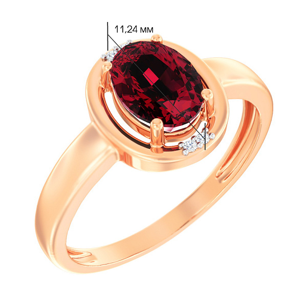 Золотое кольцо с гранатом и фианитами (арт. 141088Пк) – изображение 2