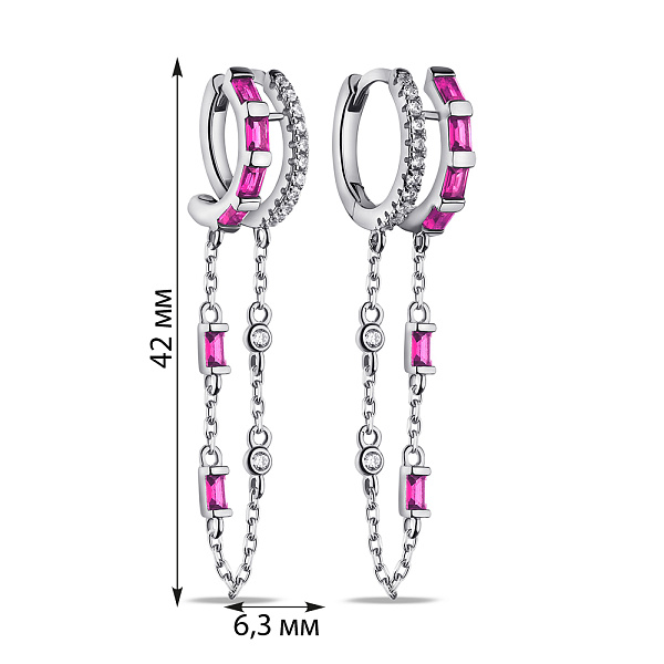 Срібні сережки з альпінітами та фіанітами (арт. 7502/9619/15ар) – зображення 2