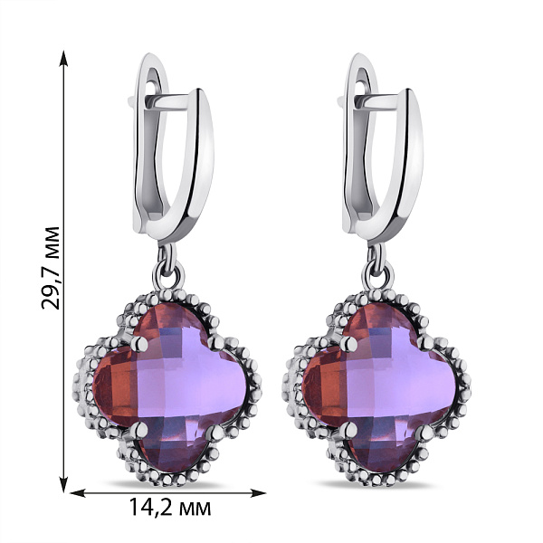 Серьги-подвески из серебра с альпинитами (арт. 7502/9250/15аф) – изображение 2