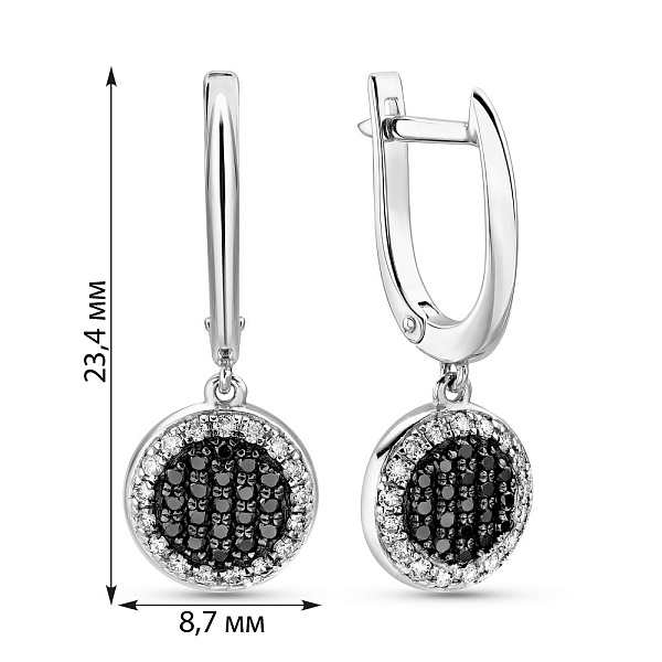 Серьги-подвески из белого золота с бриллиантами (арт. 2104995202чб) – изображение 2