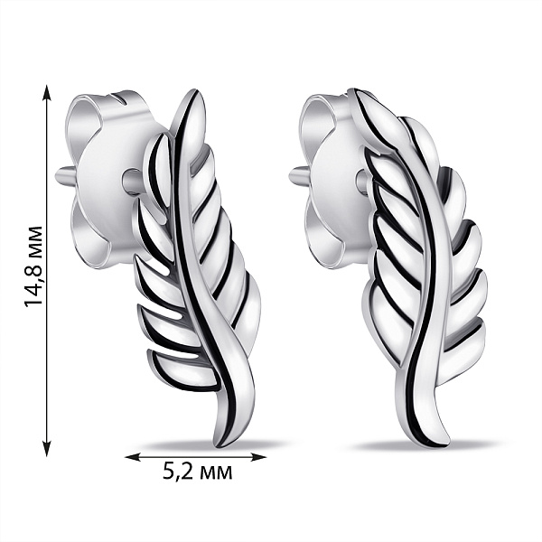 Серебряные серьги-пусеты без камней (арт. 7518/6626) – изображение 2