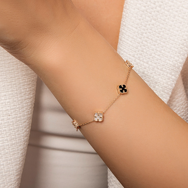 Золотой браслет с перламутром и ониксом (арт. 321957/7оп) – изображение 2