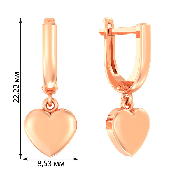 Золотые серьги «Сердечки» без вставок (арт. 110519) – изображение 2