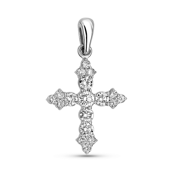 Крестик из белого золота с бриллиантами (арт. П011812040б) – изображение 1
