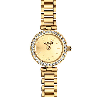 Жіночий годинник з жовтого золота з фіанітами (арт. 260077ж)