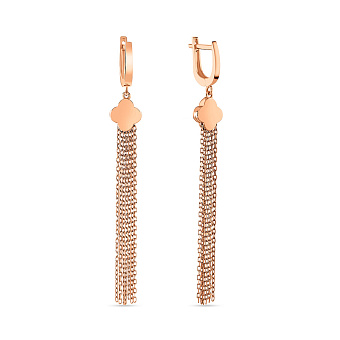 Довгі сережки-підвіски "Клевер" з золота (арт. 108599)