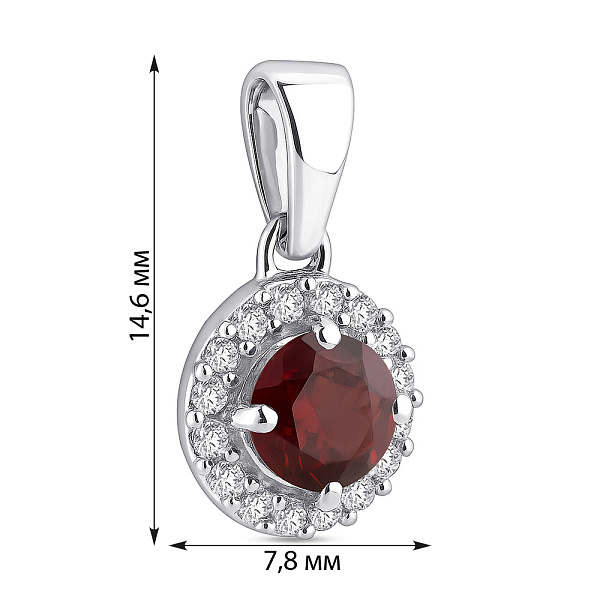 Срібний підвіс з гранатом і фіанітами (арт. 7503/1911167Г) – зображення 2