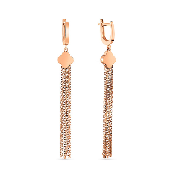 Длинные серьги-подвески "Клевер" из золота (арт. 108599) – изображение 1