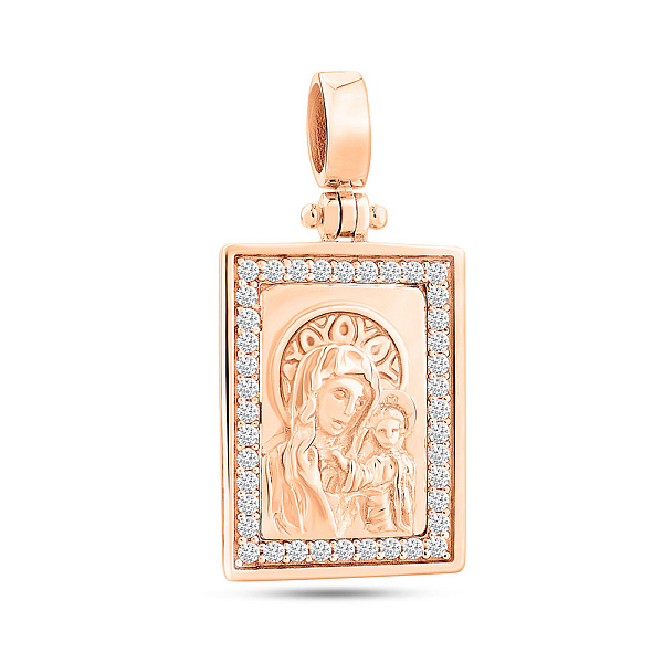 Ладанка из красного золота с фианитами (арт. 424949) – изображение 1