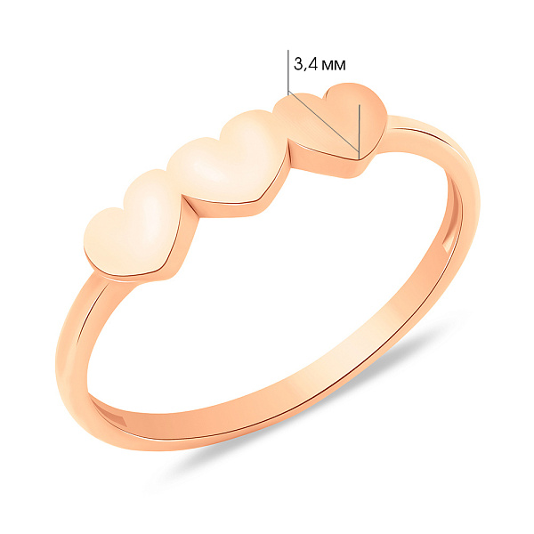 Золотое кольцо Сердечки без камней (арт. 155906) – изображение 3