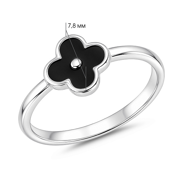 Серебряное кольцо клевер с эмалью (арт. 7501/5357еч) – изображение 2