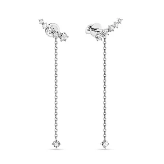 Довгі сережки із білого золота з діамантами (арт. Т011254020б)
