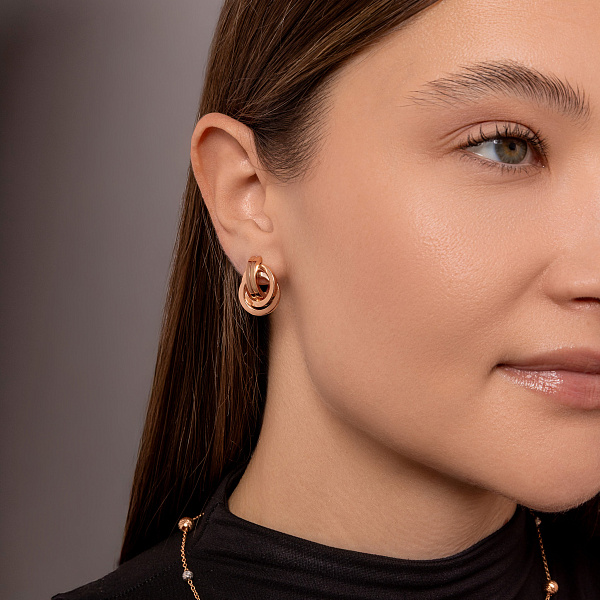 Серьги из красного золота без камней (арт. 108428) – изображение 3