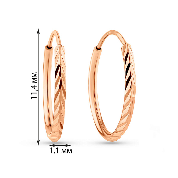 Серьги-кольца из красного золота с алмазной гранью (арт. 121904/10) – изображение 4