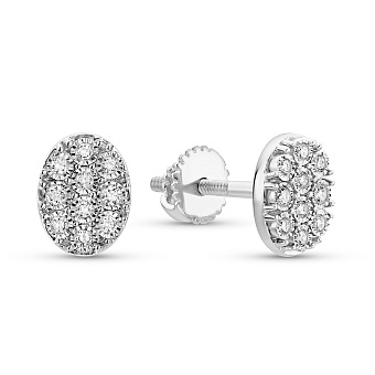 Фото Серьги-пусеты из белого золота с бриллиантами (арт. С341592010б)