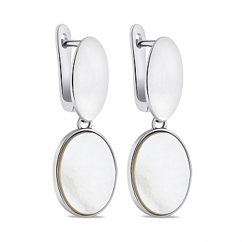 Серебряные серьги-подвески с перламутром (арт. 7502/9599п)