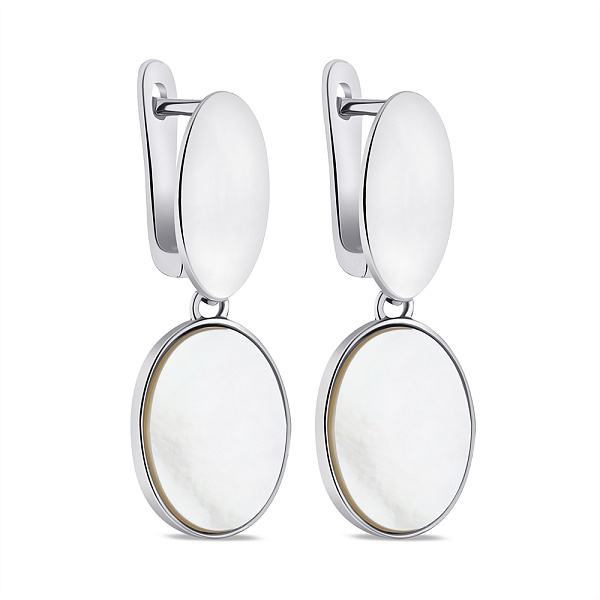 Серебряные серьги-подвески с перламутром (арт. 7502/9599п) – изображение 1