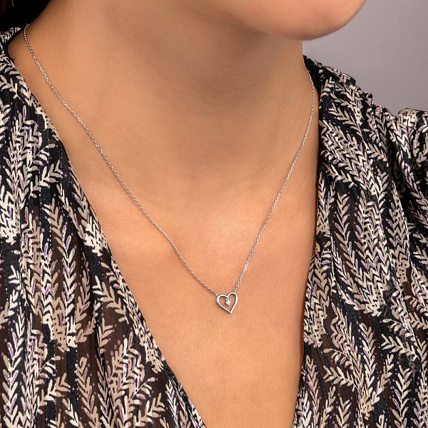 Золотое колье Сердечко с бриллиантом (арт. Ц011707б) – изображение 3