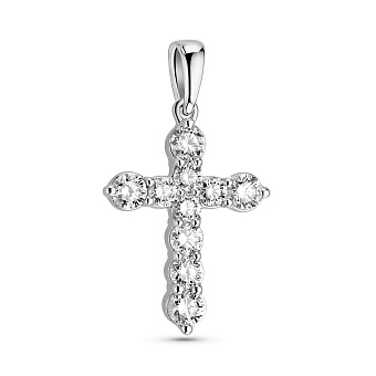 Фото Крестик из белого золота с бриллиантами (арт. П341673050б)