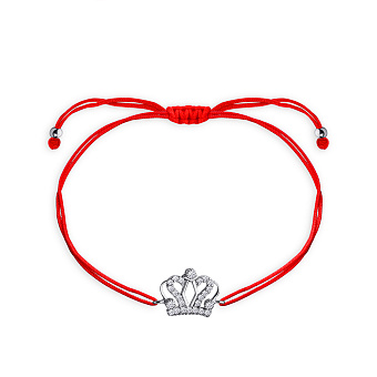 Браслет на красной нити с вставками из серебра и с фианитами (арт. 7309/3648)