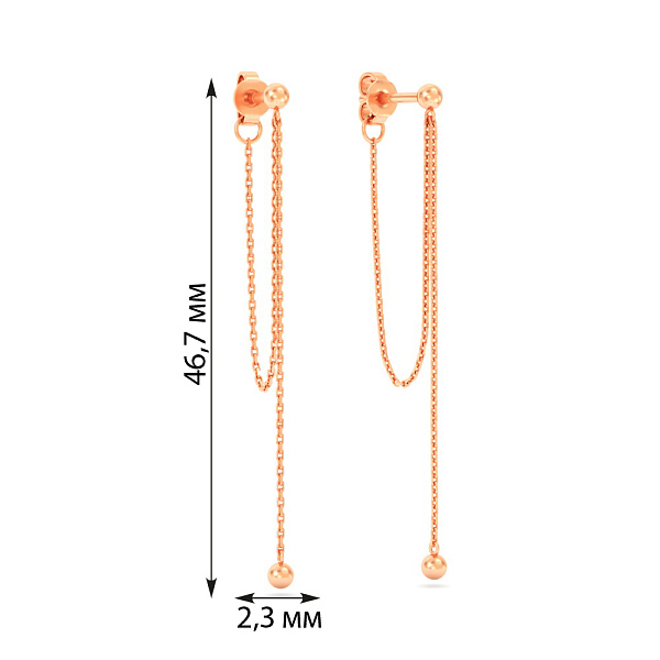 Сережки Fly з червоного золота (арт. 1101007) – зображення 5