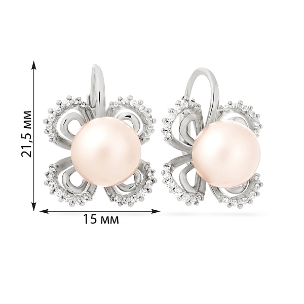 Сережки золоті з перлами та фіанітами (арт. 104050б) – зображення 2