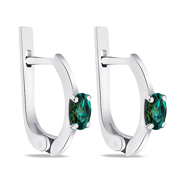 Серебряные серьги с изумрудом (арт. 7502/532Измсп) – изображение 1