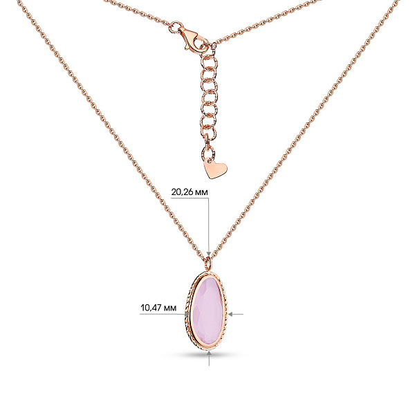 Золоте кольє в червоному кольорі металу з кварцом (арт. 351936Пкрм) – зображення 3