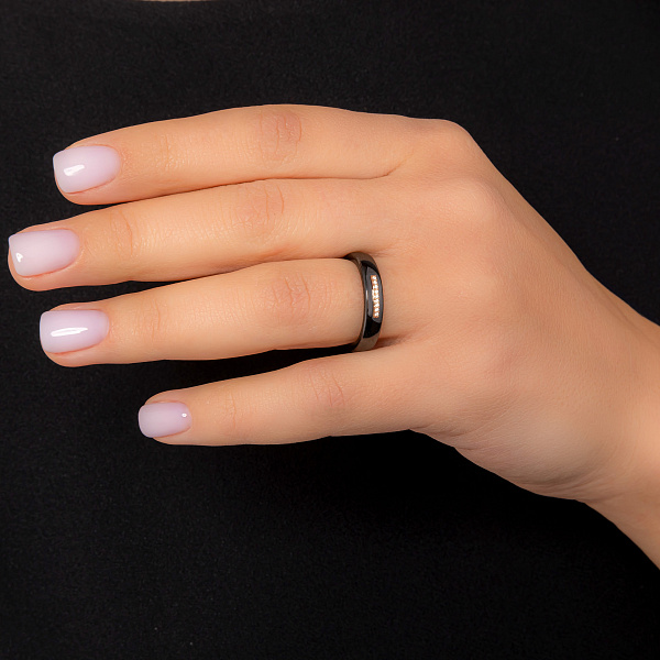 Каблучка з чорної кераміки і золота з діамантами (арт. К011791кч) – зображення 2