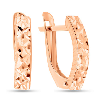 Фото Сережки з червоного золота з алмазною гранню (арт. 121711)