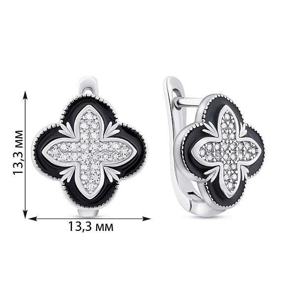 Серебряные серьги Цветок с фианитами (арт. 7502/9666/15еч) – изображение 2