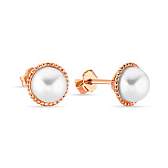 Пусети з червоного золота з перлами (арт. 103566прлб)