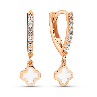 Золотые серьги-подвески с эмалью (арт. 109946еб)