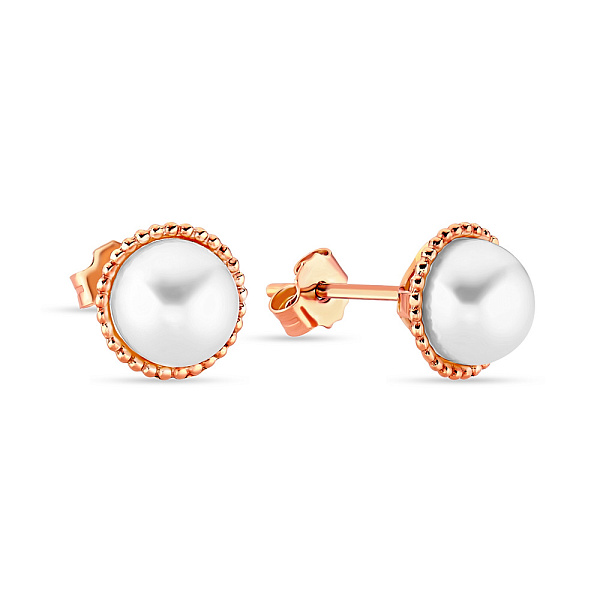 Пусети з червоного золота з перлами (арт. 103566прлб) – зображення 1