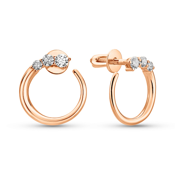 Серьги из красного золота с бриллиантами (арт. Т011389015) – изображение 1