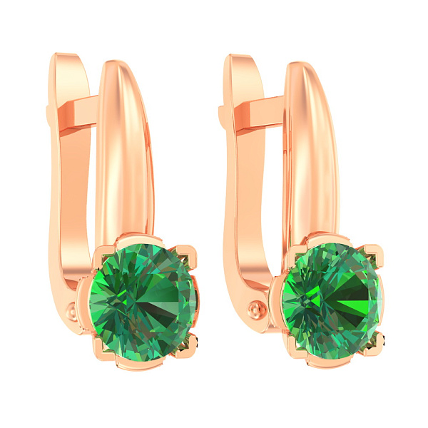 Дитячі золоті сережки з зеленим фіанітом (арт. 110504з) – зображення 1