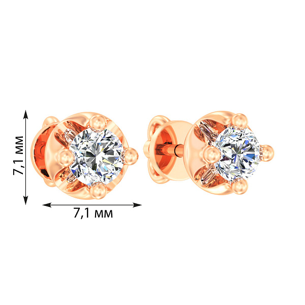 Золотые серьги пусеты с фианитом (арт. 111029) – изображение 2