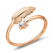 Фото Золотое незамкнутое кольцо Перо (арт. 156112)