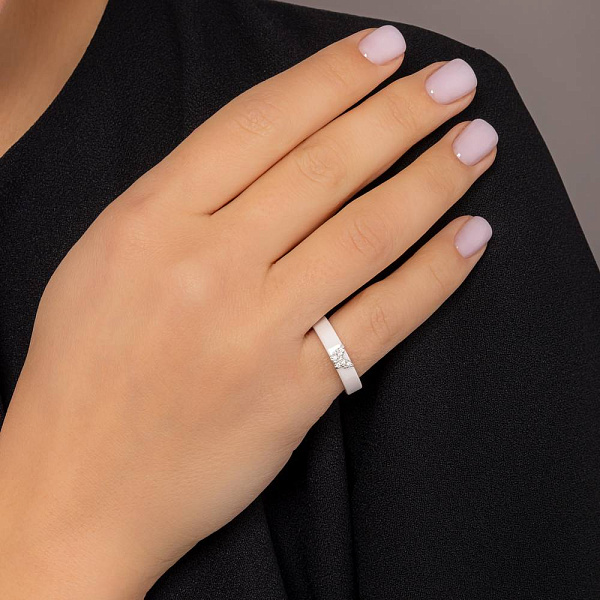 Каблучка Метелик з кераміки і золота з діамантами (арт. К011792бб) – зображення 2